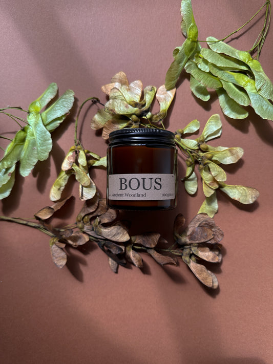 Ancient Woodland- Medium Hand Poured Soy Aromatherapy Candle with Wooden Wick