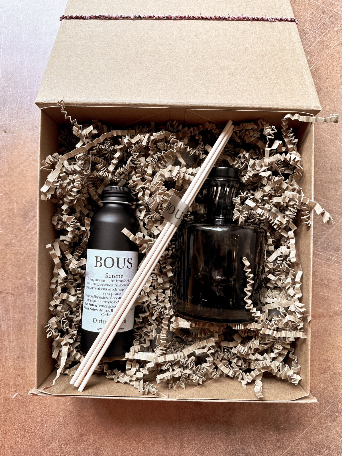 Gift Box with Glass Bottle and Reed Diffuser