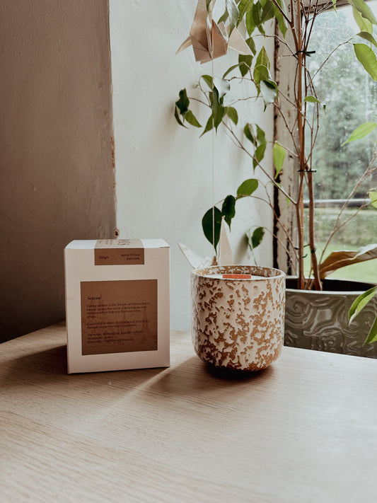 Yellow Ceramic Scented Soy Candle with Wavy Wooden Wick