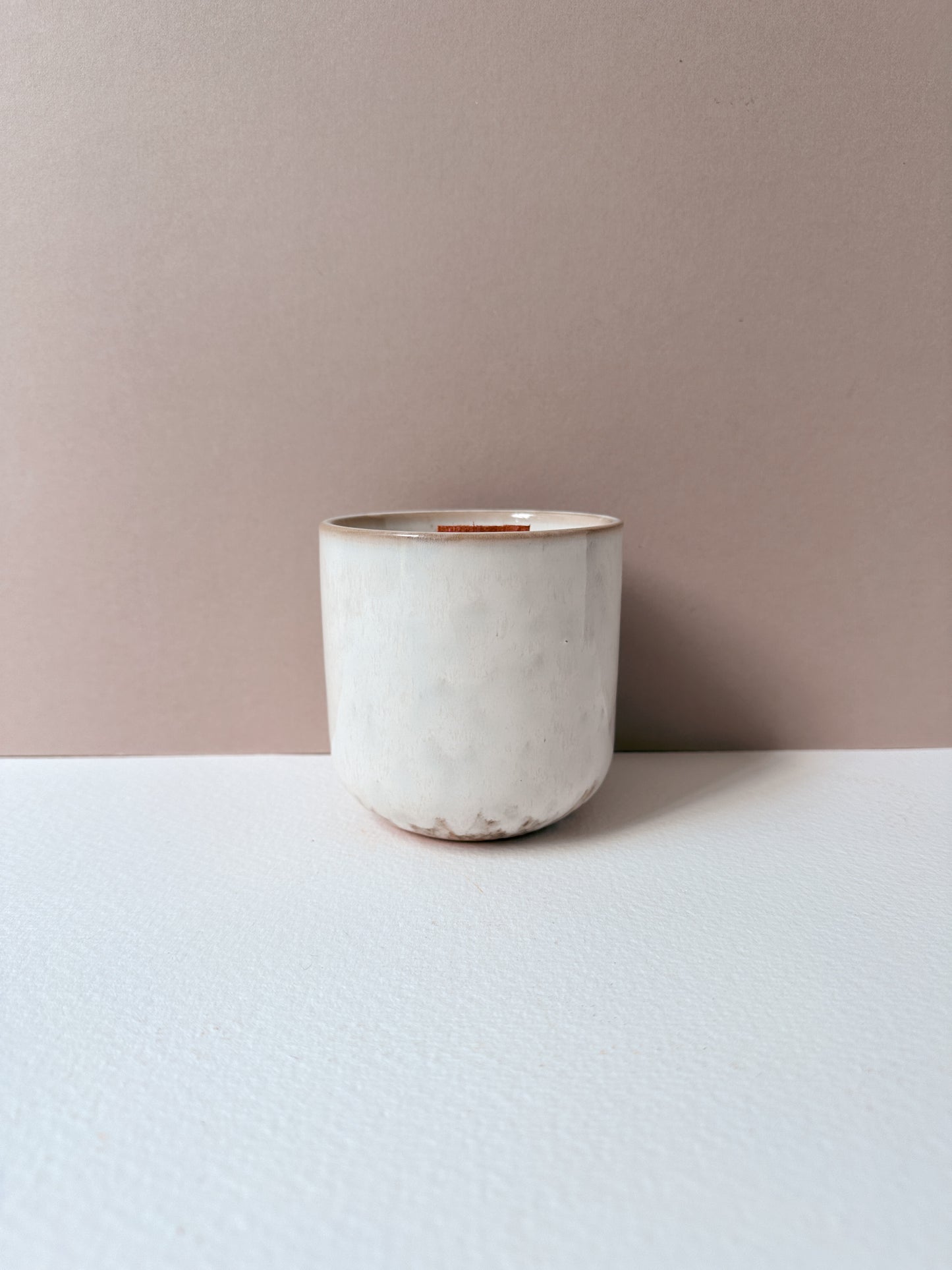 Moon Ceramic Scented Soy Candle with Wavy Wooden Wick