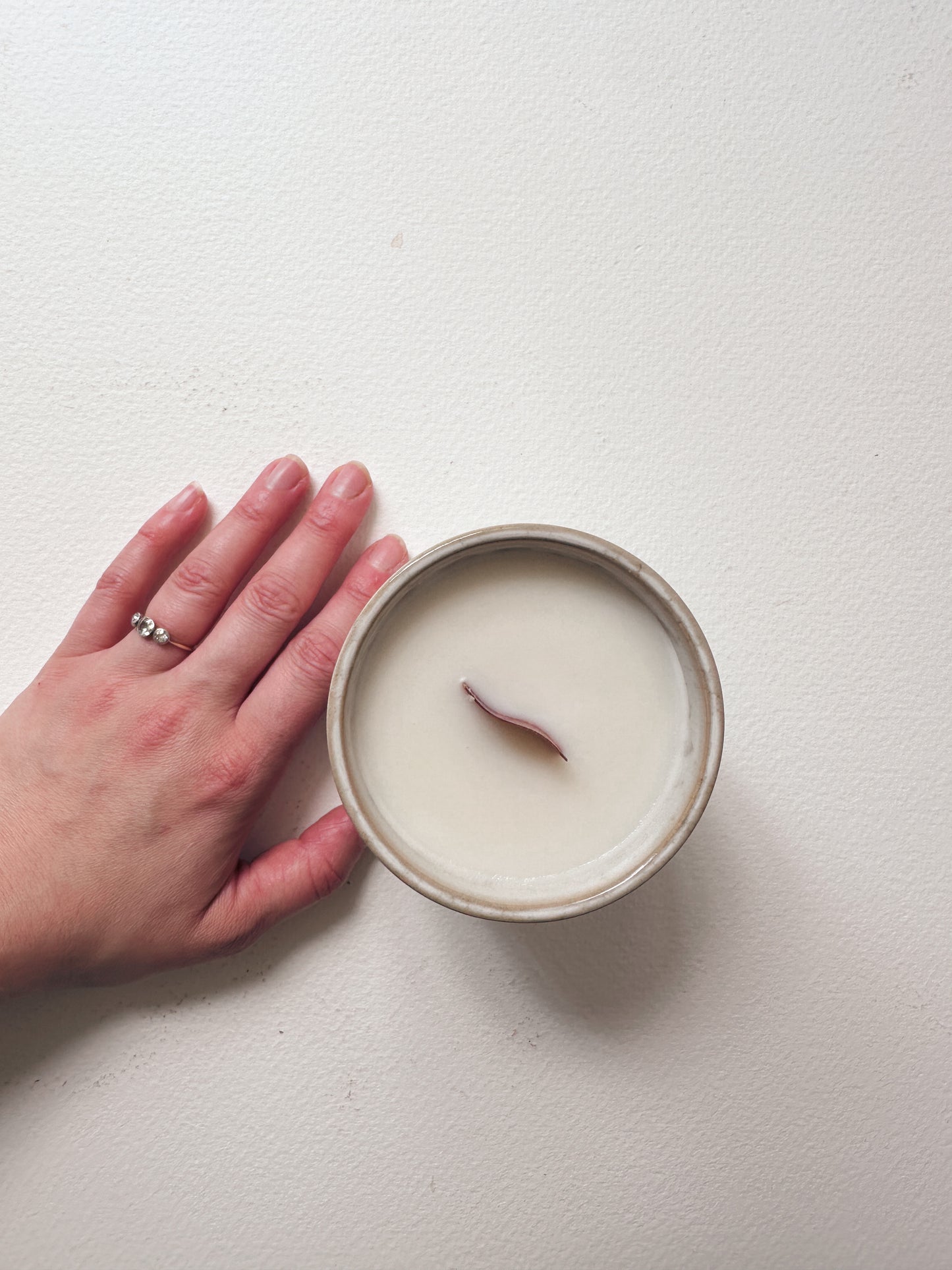 Moon Ceramic Scented Soy Candle with Wavy Wooden Wick