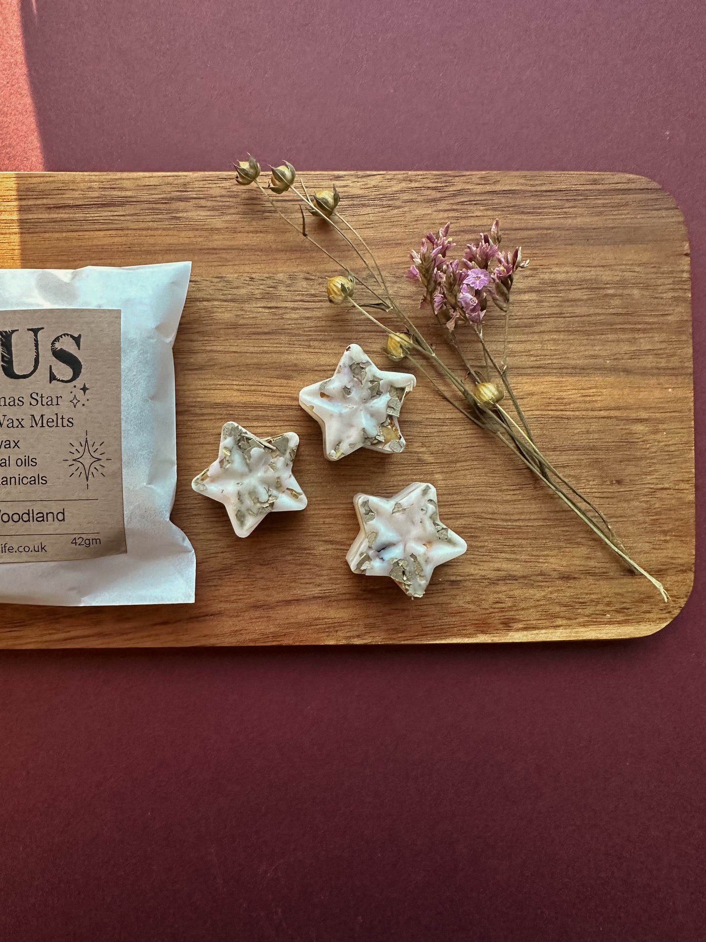 6 Mini Star Shaped Botanical Scented Aromatherapy Wax Melts- Ochre