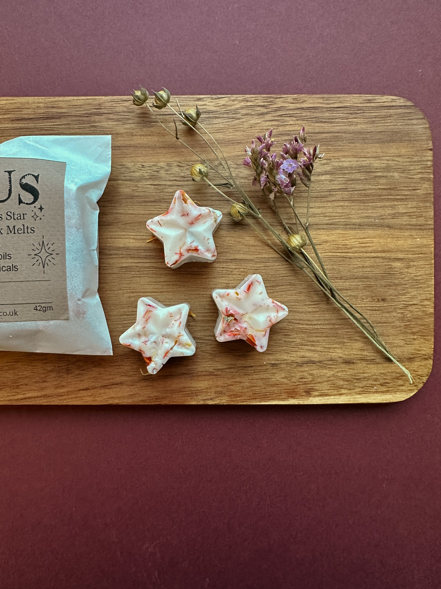 6 Mini Star Shaped Botanical Scented Aromatherapy Wax Melts- Ochre