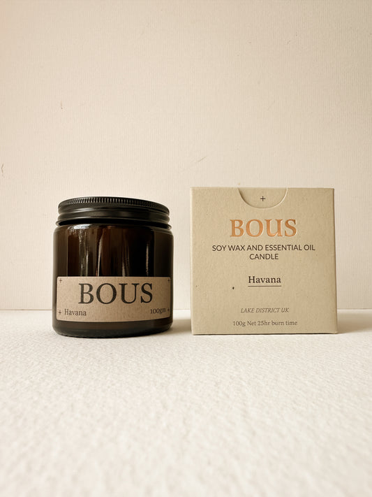 Havana- Medium Hand Poured Soy Aromatherapy Candle with Wooden Wick